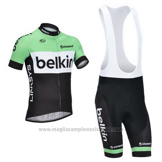 2013 Abbigliamento Ciclismo Belkin Verde e Nero Manica Corta e Salopette